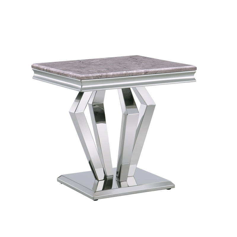 Ottavia Black and Gold End Table , Silver