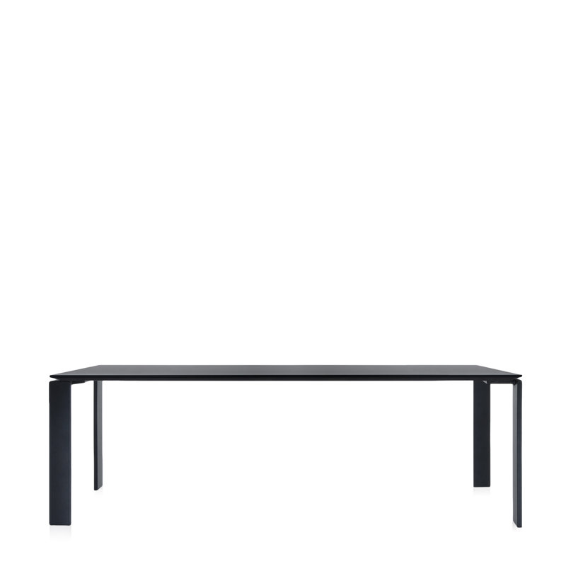 Four Metal Base Dining Table, 28" H x 88" W x 31" D, Black