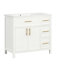 Meuble-lavabo blanc cassé 36 po avec lavabo en céramique, deux portes, trois tiroirs, fabrication en bois massif et panneau de fibres à densité moyenne