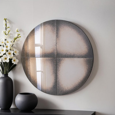 Round Antiqued Wall Mirror