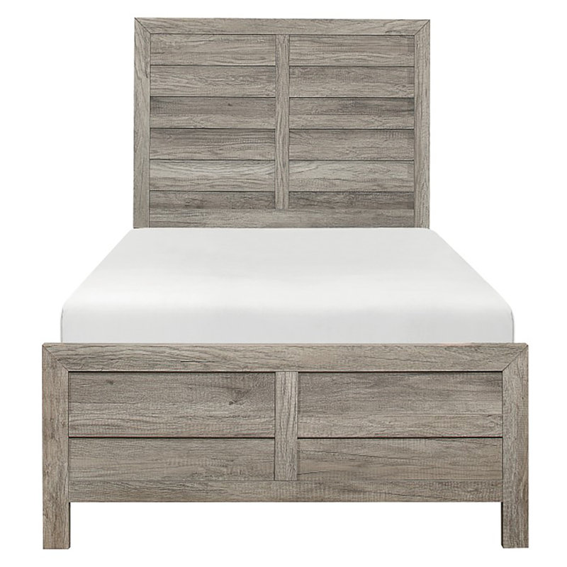 Grand lit standard Erik, Simple, Gris patiné