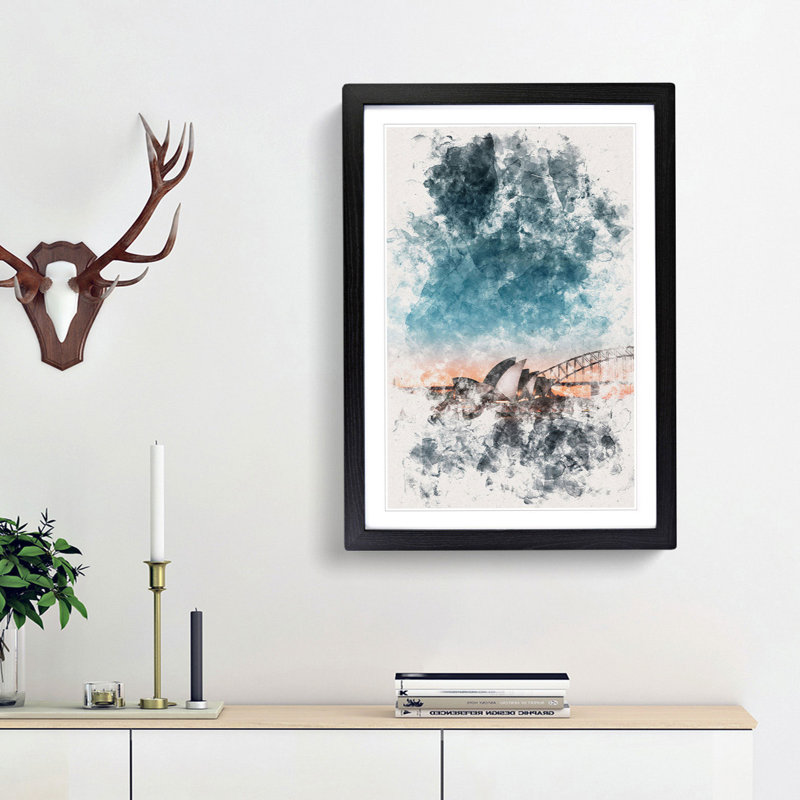 Sydney Opera House in Australia - Picture Frame Graphic Art, 63cm H x 45cm W x 2cm D, Black Framed
