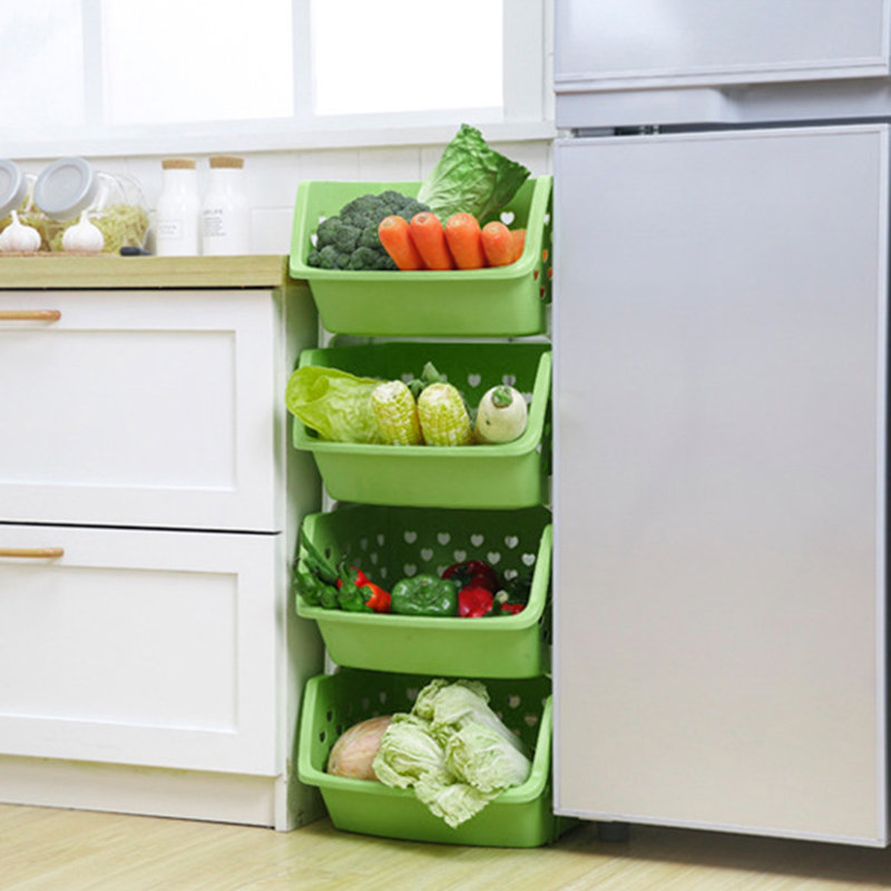 Durable Stackable Storage Basket Hollow Fruit Vegetable Organizer Kitchen Tool