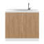 Armoire de rangement en chêne blanc et naturel avec 2 portes et 3 tablettes