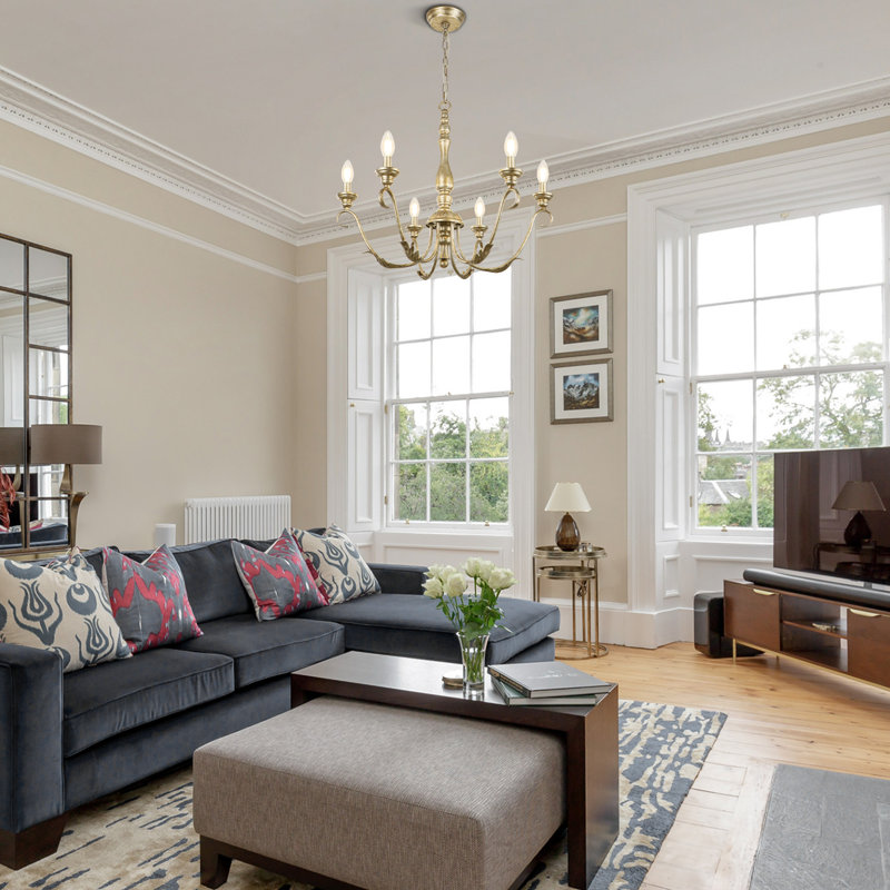Lustre à 6 lumières Josuel, Feuille d'argent