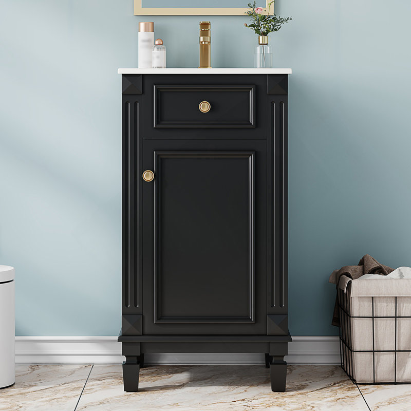 Meuble-lavabo de style français avec lavabo en céramique et porte à fermeture en douceur