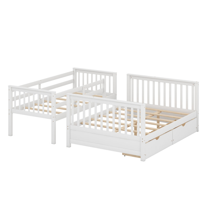 Bunk Bed With Ladders And Storage Drawers, White