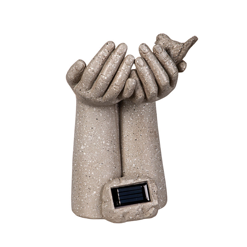 Floral Hand Solar Bird Feeder, 12"H