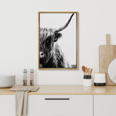 «Animals Black & White Shetland Cow», reproduction d'art sur toile