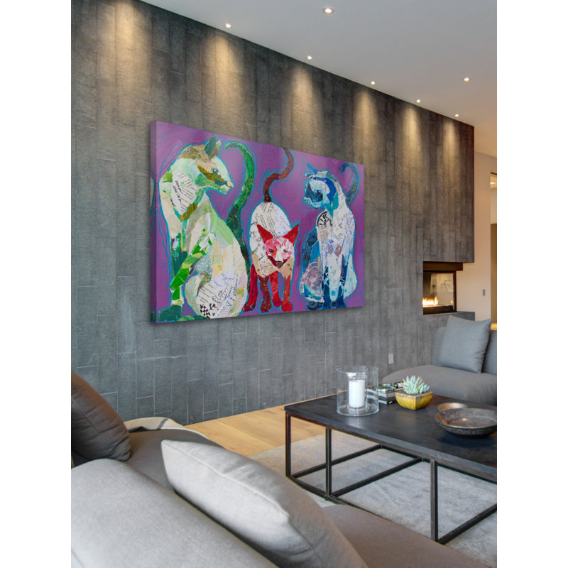"Trois Poulets", reproduction sur toile tendue, H 20 po x l 30 po x P 1,5 po
