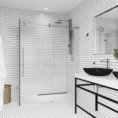 Elan E-class 46" W x 34" D x 76" H Sliding Frameless Shower Enclosure with 3/8" Clear Glass