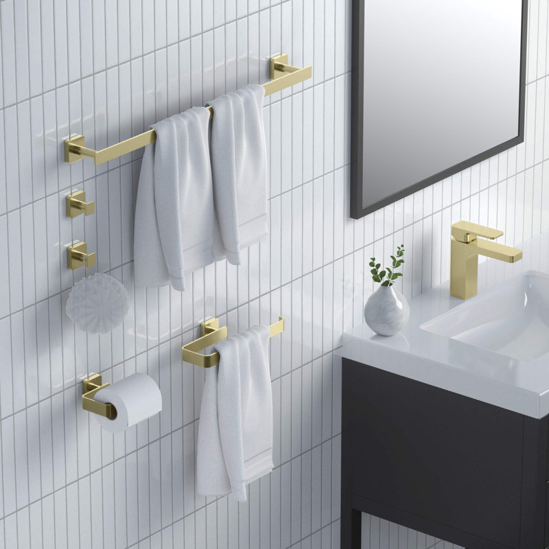 Blaze 5 - Piece Bathroom Hardware Set, Brushed Gold