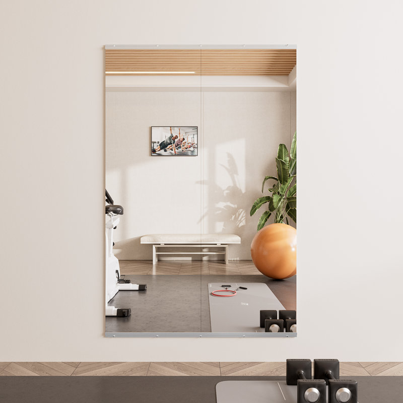 Rectangle Full Length Wall Mirror Set Home Gym Mirror Tempered Glass Mirror, 65" x 22", 2