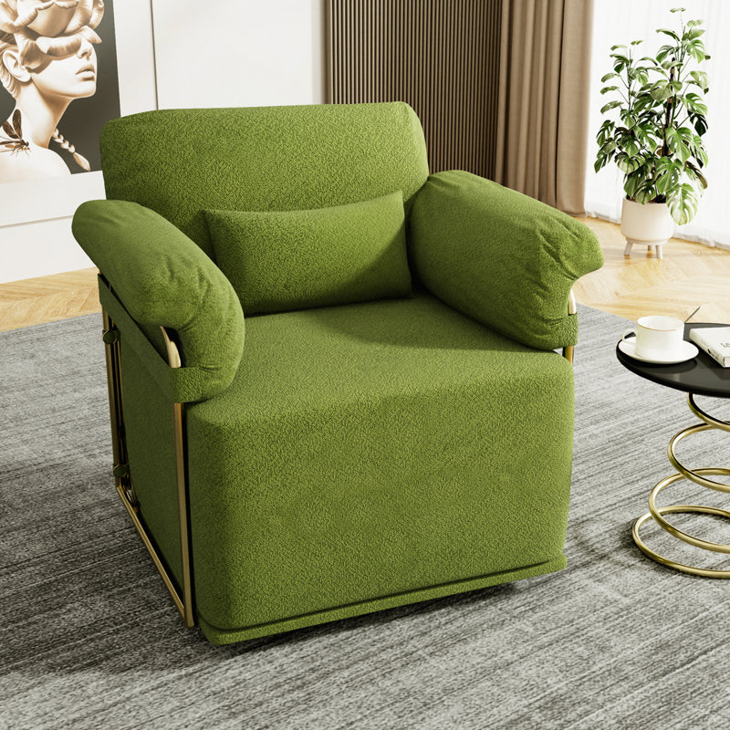 Fauteuil demi-tonneau rembourré et pivotant, Vert