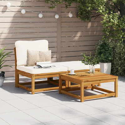 Winston Porter 3 Piece Patio Lounge Set With Cushions Solid Wood Acacia