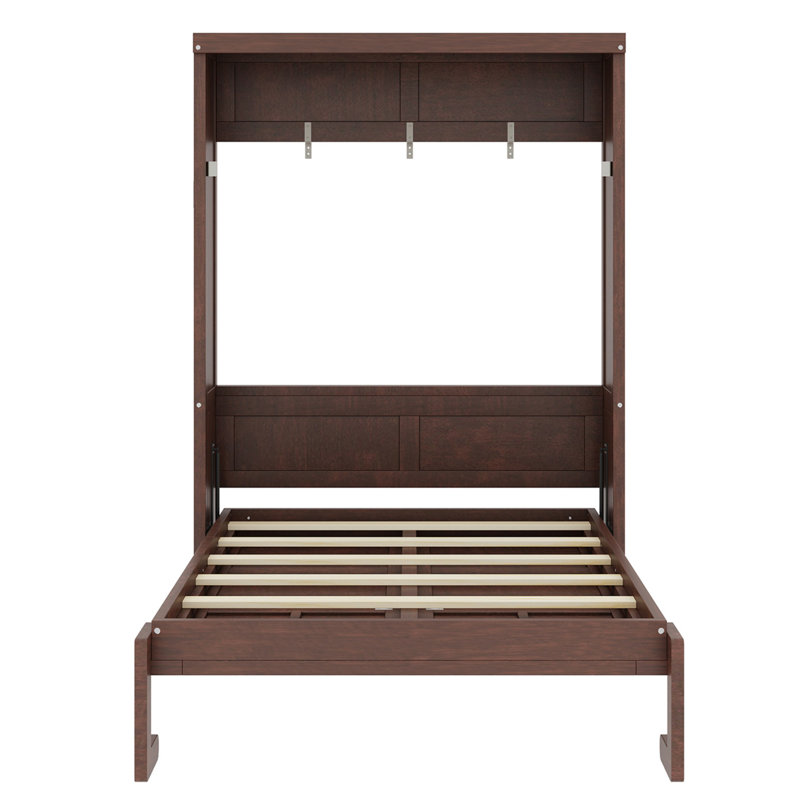 Lit escamotable simple de taille compacte - Lit armoire simple avec cadre solide, assemblage facile, parfait pour les petites pièces, espresso