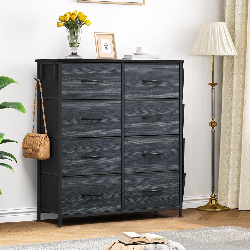 Arnaz 8 - Drawer Chest of Drawers, Black Wood Grain
