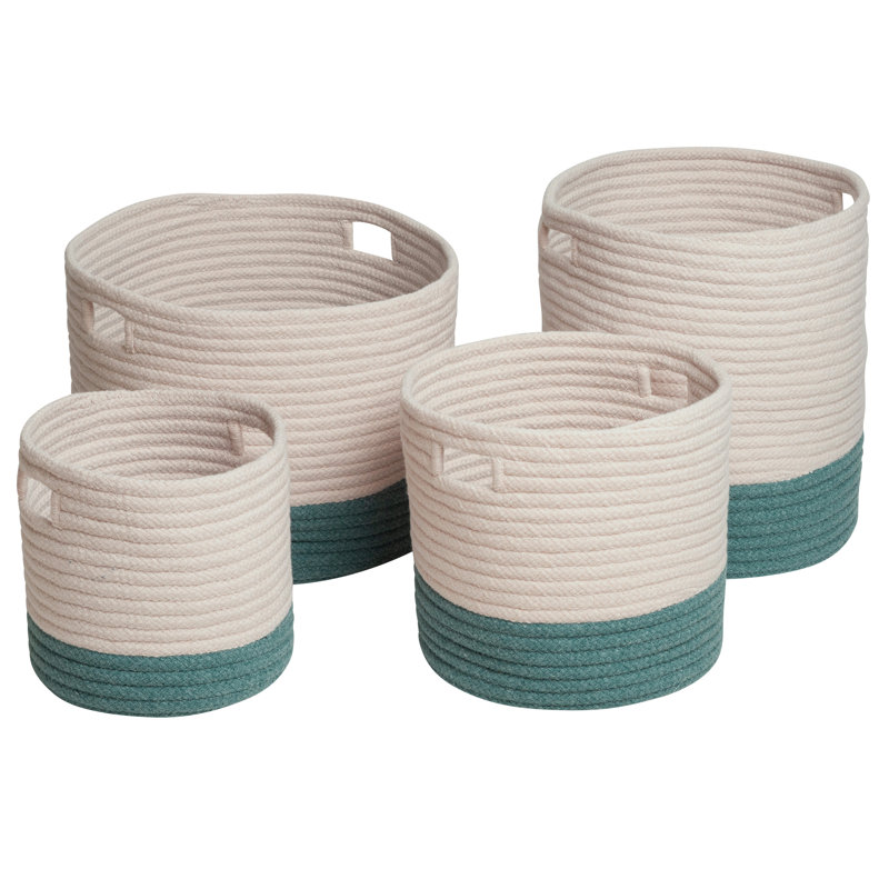 Fabric Basket With Handles 1, 20" H x 20" W x 16" D , Teal