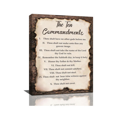 Les dix commandements, art mural, 10 commandements, verset biblique, religion chrétienne, Écritures, décoration murale, impression sur toile, œuvre d'art encadrée pour la salle de bain de la chambre à coucher, cuisine, 16 po x 24 po