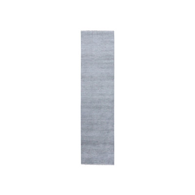 Tapis de couloir oriental en laine et soie gris noué à la main 2 pi 6 po x 10 pi 1 po - MOA10279137