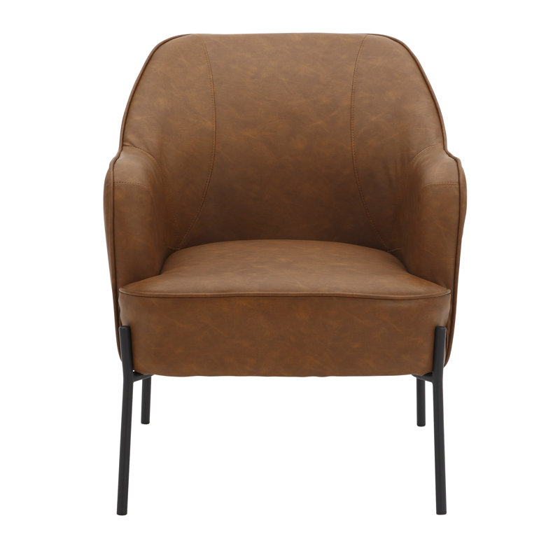 Fauteuil en polyester l 25,25 po Drene, Similicuir brun clair