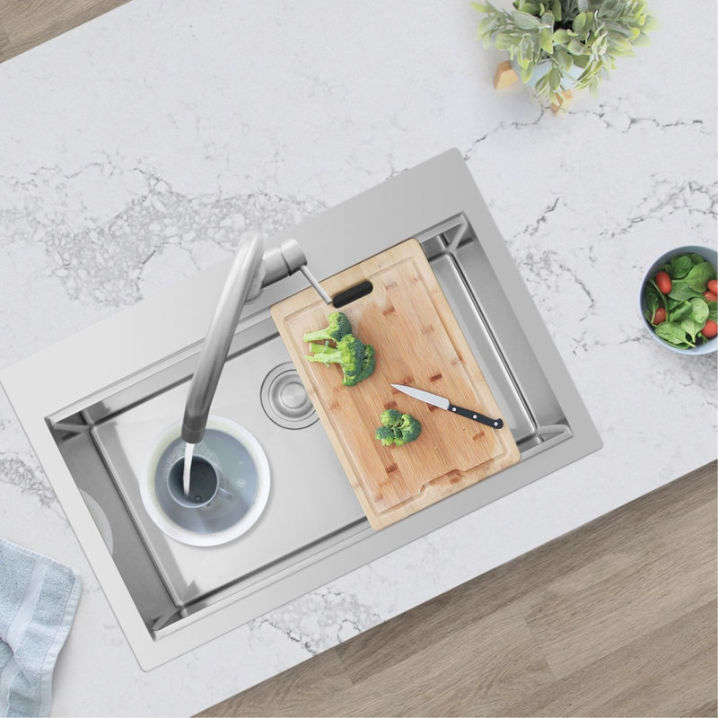 AZUNI Noirt Drop-In 31" Single Bowl Stainless Steel Kitchen Sink with Accessories