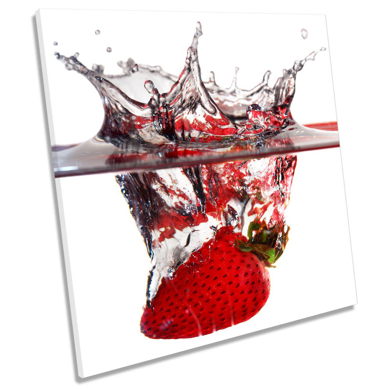 Z6246 Strawberry Kitchen Splash Picture - Wrapped Canvas Print, 91.4cm H x 91.4cm W x 4cm D