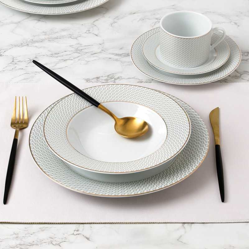 Waterside 20pc Premium Diamond Porcelain Dinner Set