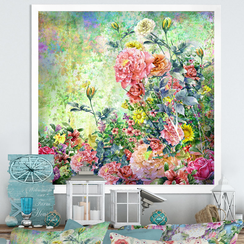 «Modern Modern Pink And Green Summer Garden III», reproduction d'art sur toile, H 36 po x l 36 po x P 1,5 po