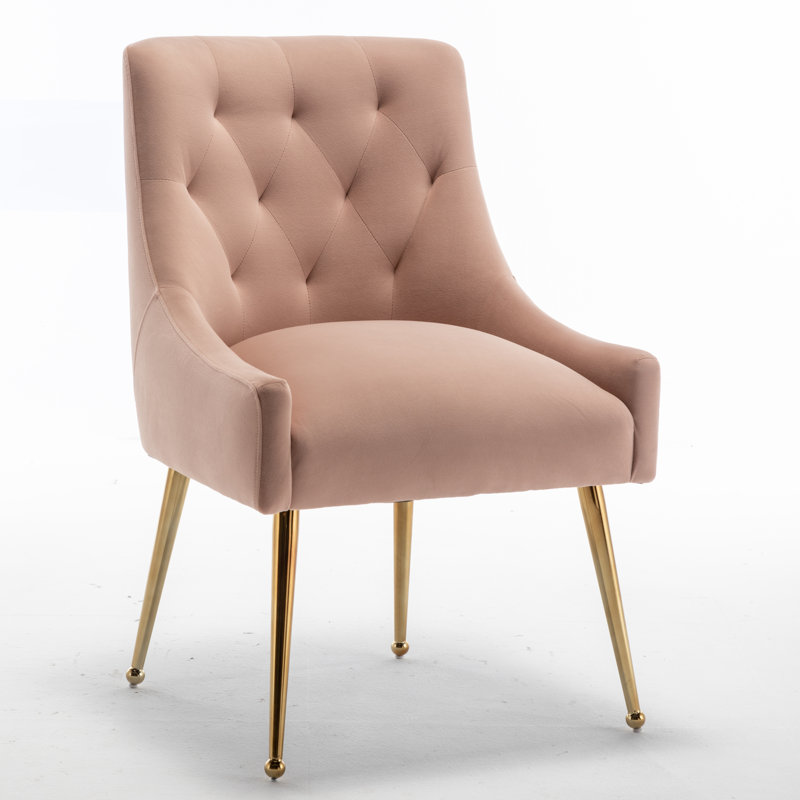 Chaise d'appoint en velours beige Baudel, Rose