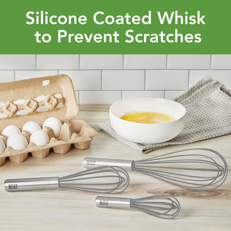 Tovolo 6" Silicone Mini Whisk, Stainless Steel/Charcoal