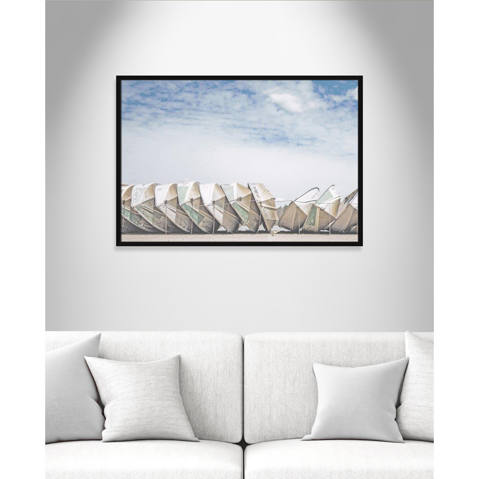 Hennecy "Wooden Boats" Print by Leah Straatsma, 29.5" H x 41.5" W x 1.25" D, Satin Black