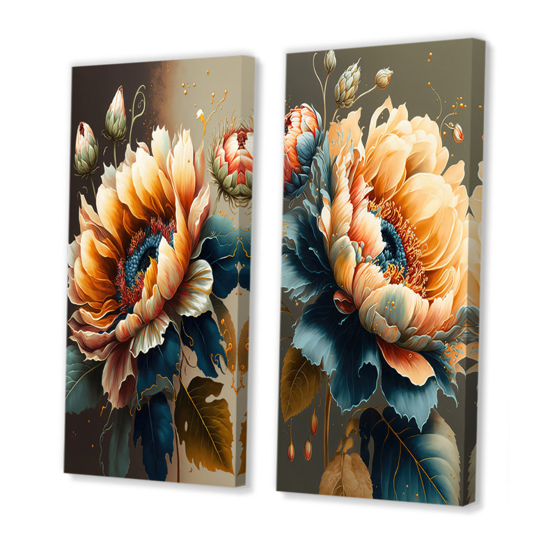 «Vibrant Sunflower», 2 pièces sur toile, Toile tendue, H 20 po x l 24 po