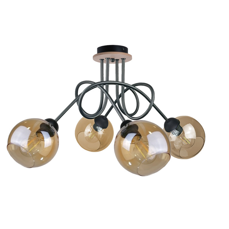 Bernadett Glass Semi Flush Mount, Yellow