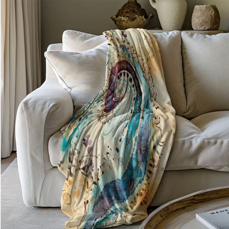 Artistic Watercolor - 1 Piece Premium Sherpa Blanket, Queen