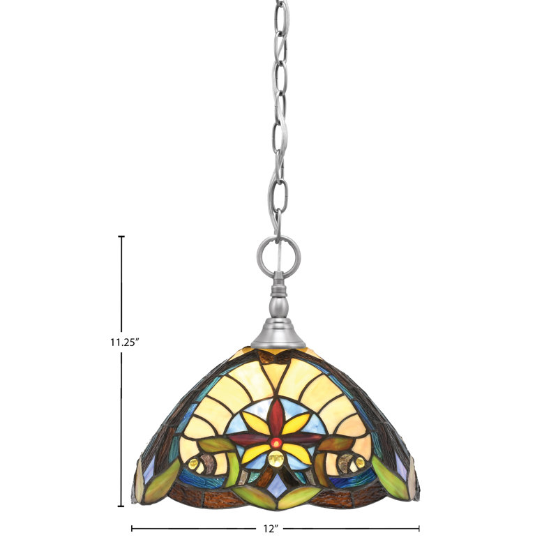 Mini-luminaire suspendu en chaîne illustré d'une étoile de la Terre en verre 12 po, Nickel brossé
