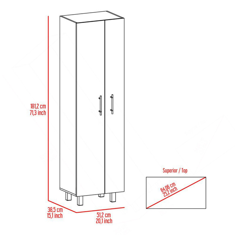 Garde-manger rectangulaire Halifax 2 portes gris clair et blanc, Beige