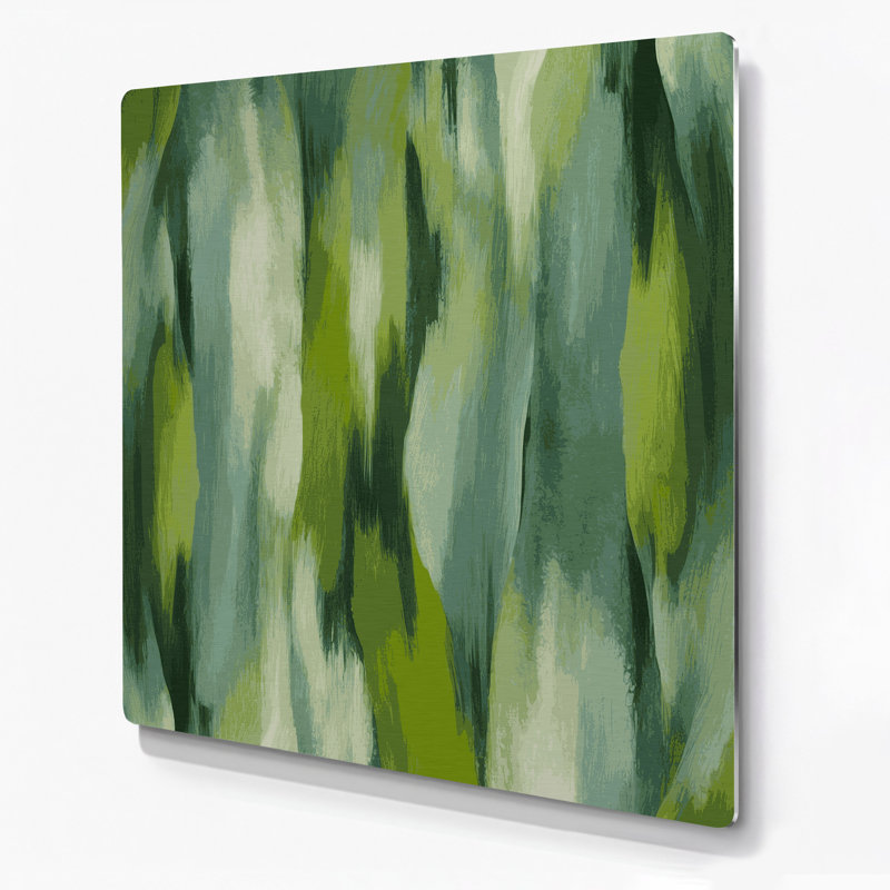 Art mural abstrait en métal vert 94, H 16 po x l 16 po