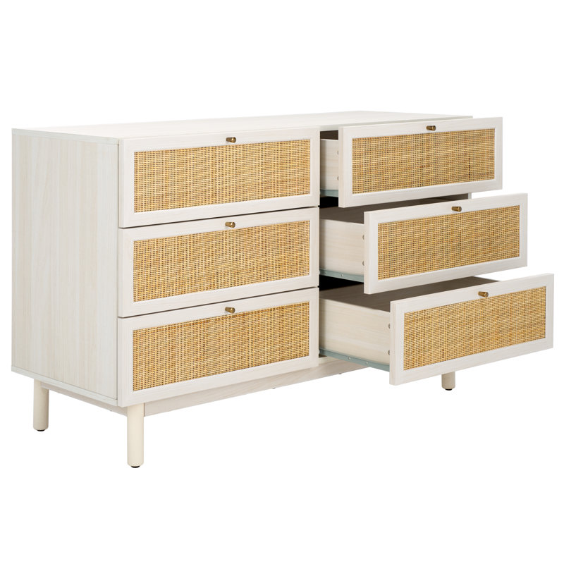 Andreq 46.93'' W 6-Drawer Double Dresser, Bleached White
