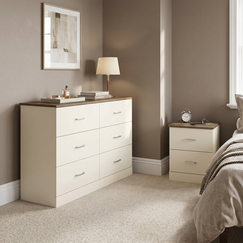 Allyannah 2 Pieces Bedroom Set, Ivory/Knotty Oak