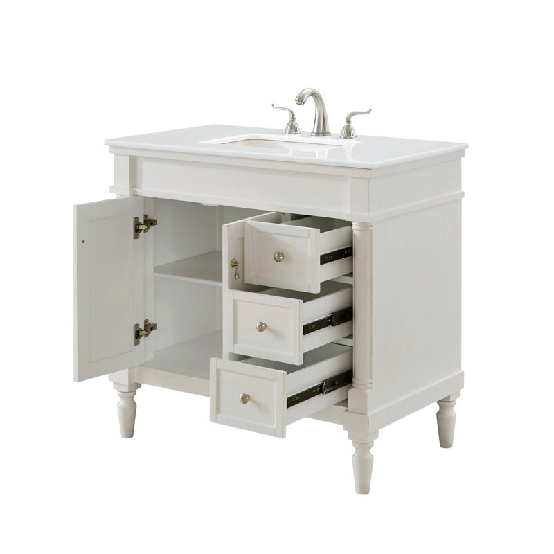Ensemble de meuble-lavabo simple 36 po Lexington, Blanc antique, Blanc Ivoire