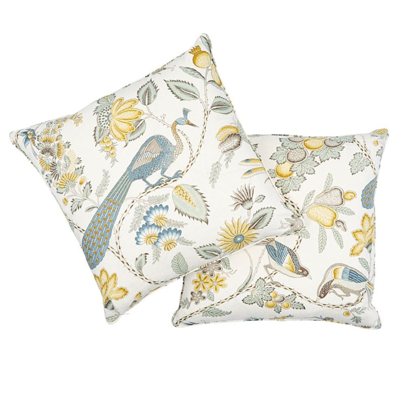 Campagne Pillow, Cadet/Citron, 22" x 22"
