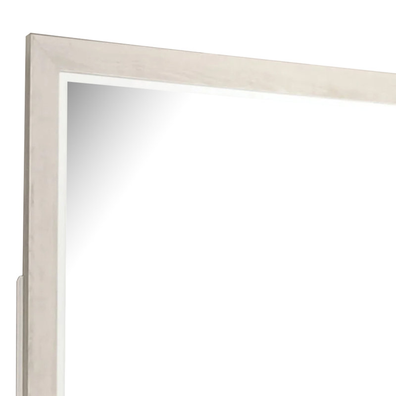 Hyao Dresser Mirror, White Wash Veneer, 38 Inch Square Frame