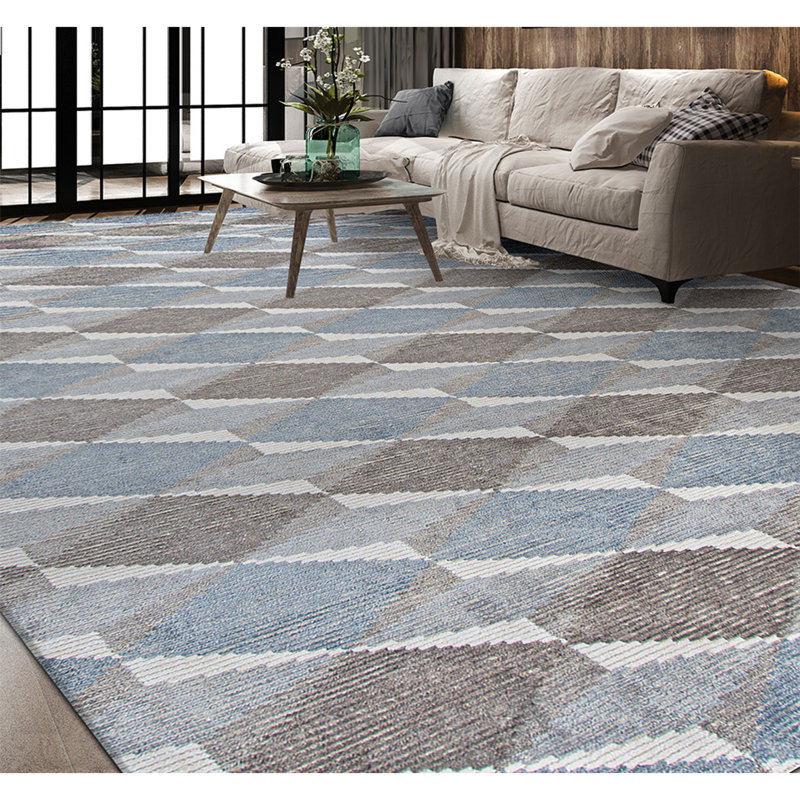 Hand Knotted Area Rug in Silver, Rectangle 9' x 12'