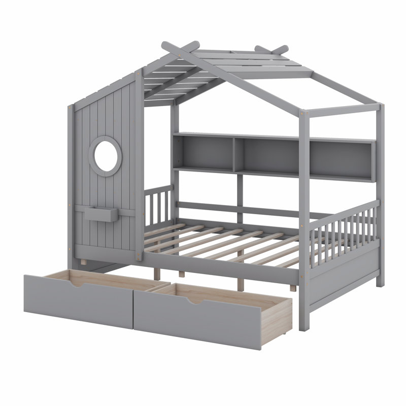 Baldoni Bookcase Bed, Gray