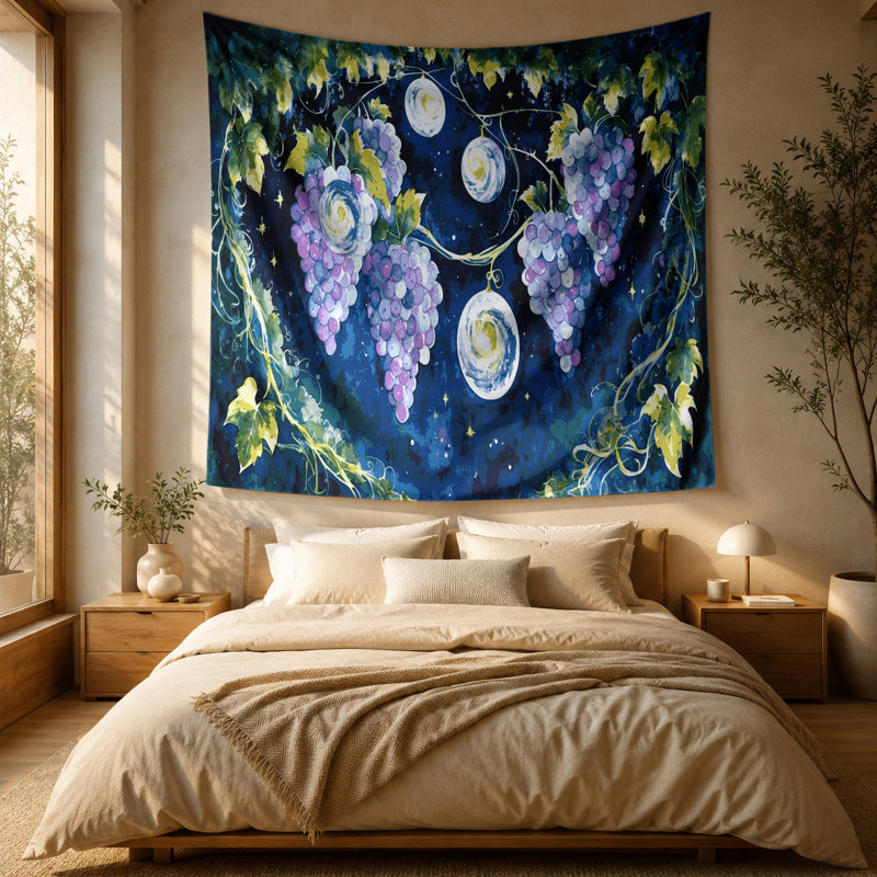 Tapisserie murale «Fruit Grape Moon Drops», 51 po x 60 po
