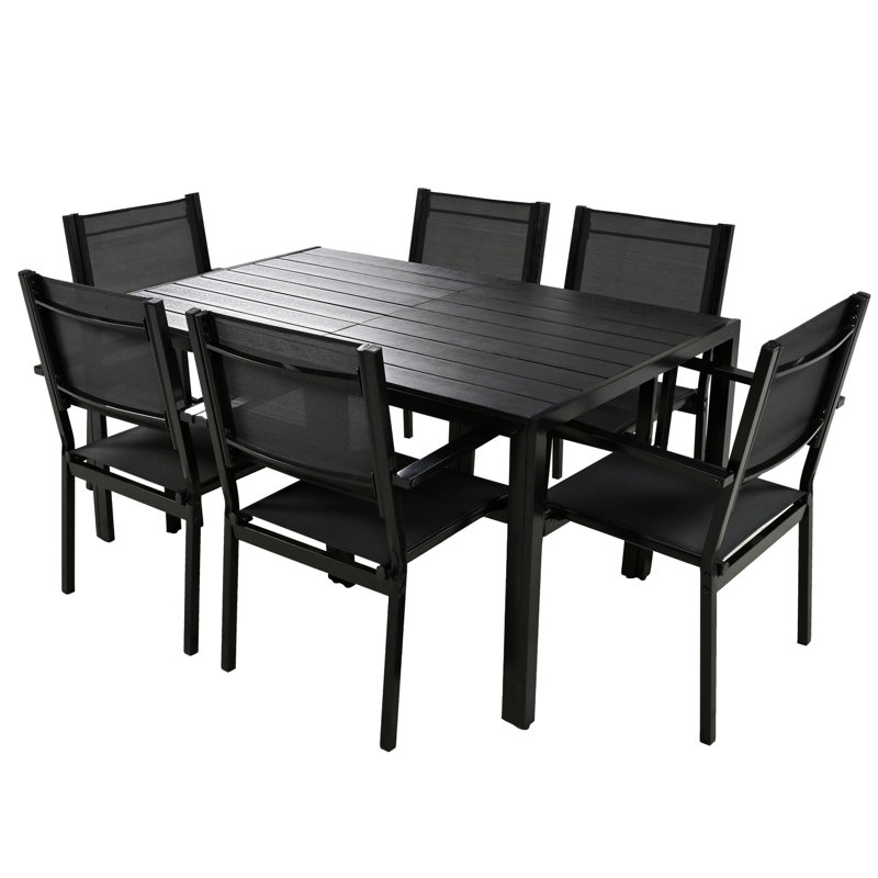 Ensemble de table et chaises d'extérieur en acier de haute qualité - Design moderne pour patio / balcon, Noir