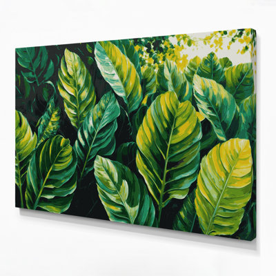 Toile hawaïenne à feuilles vertes, art mural