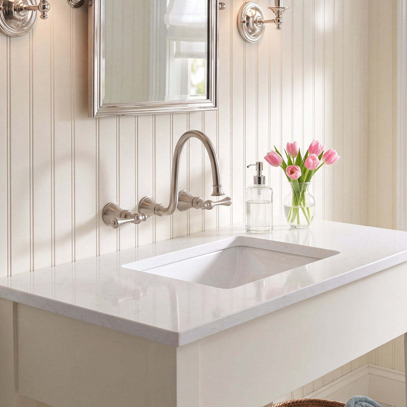 Revival Double-Handle Wall Tub Spout Trim, Vibrant Brushed Bronze