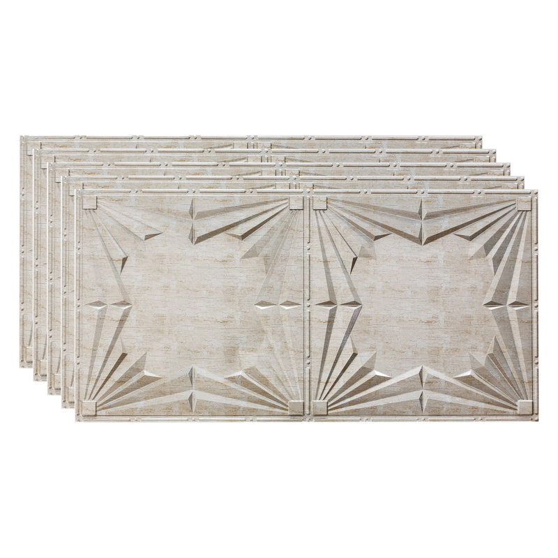 24.375'' L x 48.375'' W Textured Vinyl Glue Up Ceiling Tile, Gray